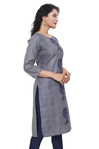 Stylish Ruby Cotton Printed Embroidery Straight Kurti-thumb1