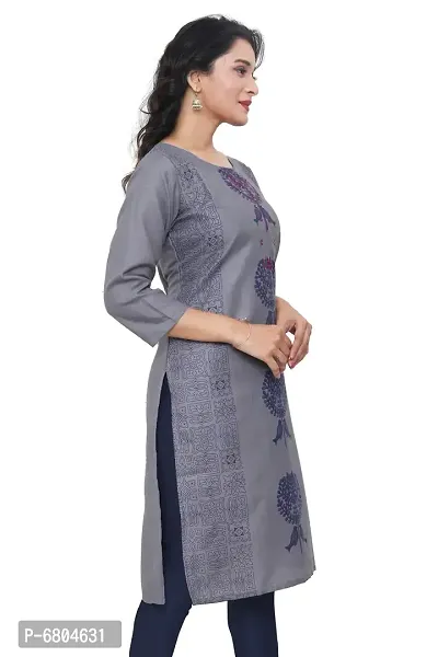 Stylish Ruby Cotton Printed Embroidery Straight Kurti-thumb2