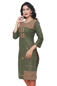 Stylish Ruby Cotton Printed Embroidery Straight Kurti-thumb1