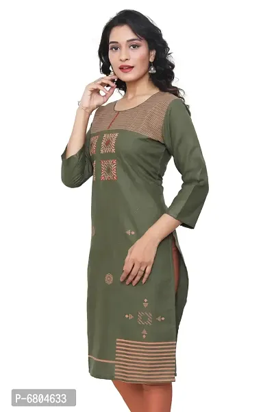 Stylish Ruby Cotton Printed Embroidery Straight Kurti-thumb2