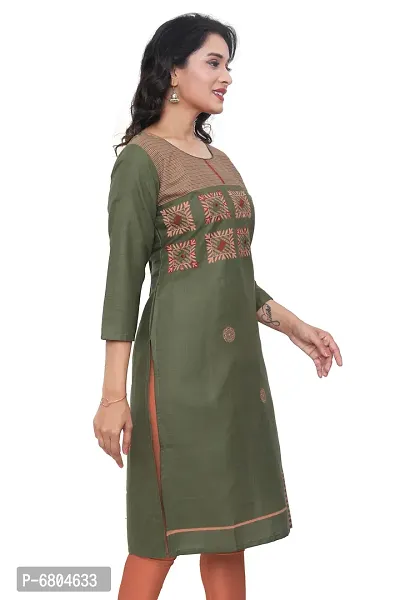 Stylish Ruby Cotton Printed Embroidery Straight Kurti-thumb3