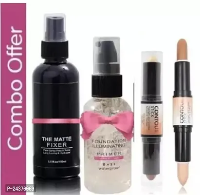 Makeup combo Contour stick concealer, makeup base primer and fixer spray (3 items in set)