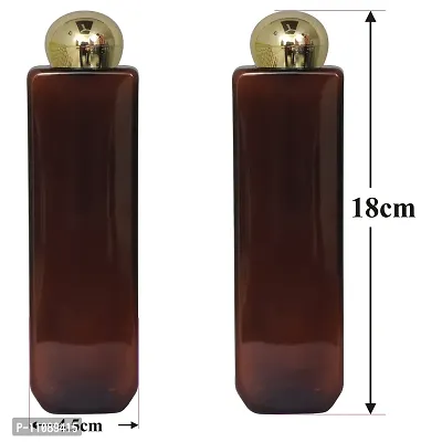 Zenvista Empty Cosmetic Containers for Shampoo Bottle, Hair Oil Bottle, Sanitizer Bottle with Gold Metalized Dome Cap Amber Bottle/ Dispenser, Lotion Pump Bottle-200ml (Pack of 3)-thumb2