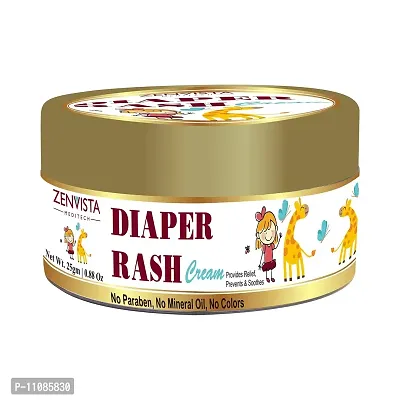 Zenvista Diaper Rash Cream provide relief from rashes/help to moisturize baby smooth skin/With Chamomilla and Jojoba All Organic Ingredients - 25gm-thumb0