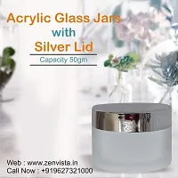 Zenvista Empty Cosmetic Containers, Frosted Glass Jars, Small Containers for Cosmetics, Lip Balm Containers, Transparent Glass Jar with Silver Cap-50 gm (Pack of 3)-thumb2