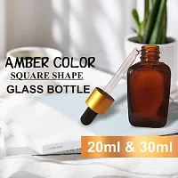 MARKSCLEAR 30 Ml Square Shape Amber Glass Golden Plating Dropper Bottle For Essential Oils, Fragrances, Perfumes,Serum Bottles,DIY Skin Care- Pack of 5-thumb2