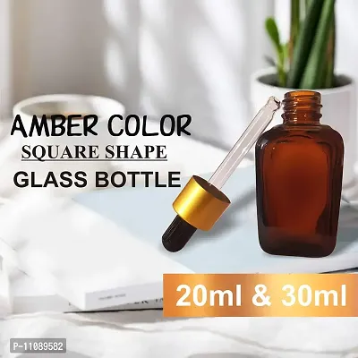 MARKSCLEAR 30 Ml Square Shape Amber Glass Golden Plating Dropper Bottle For Essential Oils, Fragrances, Perfumes,Serum Bottles,DIY Skin Care- Pack of 5-thumb3