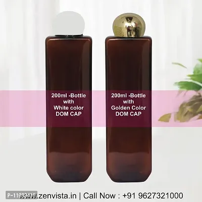 Zenvista Empty Cosmetic Containers for Shampoo Bottle, Hair Oil Bottle, Sanitizer Bottle with Gold Metalized Dome Cap Amber Bottle/ Dispenser, Lotion Pump Bottle-200ml (Pack of 3)-thumb5