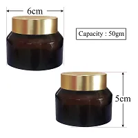 Zenvista 50 Gm Cosmetics Empty Amber Color Jar with Satin Gold Lid for Lip Balm, Cream, Gel/ Travel Friendly /Refillable Containers-(Pack of 50)-thumb1