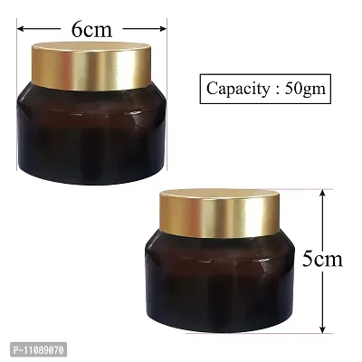 Zenvista 50 Gm Cosmetics Empty Amber Color Jar with Satin Gold Lid for Lip Balm, Cream, Gel/ Travel Friendly /Refillable Containers-(Pack of 50)-thumb2