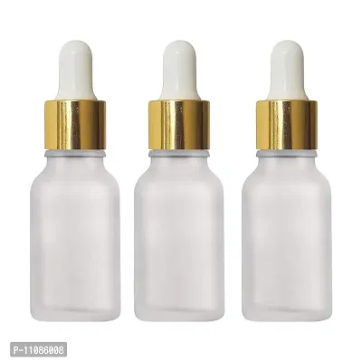 Zenvista Multipurpose Empty Glass Bottle with Gold Plating Dropper For Essential Oils, Fragrances, Perfumes, Serum Bottles (15 ml) - Pack of 3-thumb5