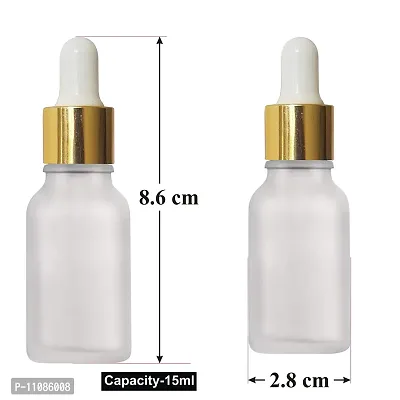 Zenvista Multipurpose Empty Glass Bottle with Gold Plating Dropper For Essential Oils, Fragrances, Perfumes, Serum Bottles (15 ml) - Pack of 3-thumb2