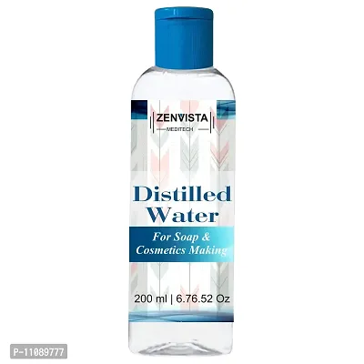 Zenvista Meditech Pure Distilled Water Good For Soap Makings, For DIY Making Cosmetics & Soap Supplies,Distilled water for batteries & inverters (200 ml)