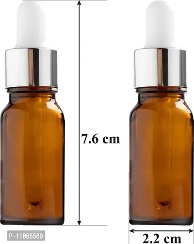 Zenvista Meditech Amber Glass Dropper Bottle with Silver Plating Cap for Essential Oils, Fragrances, Perfumes,Serum Bottles,Essential OIl bottles DIY Skin Care (10 ml) - Pack of 5-thumb2