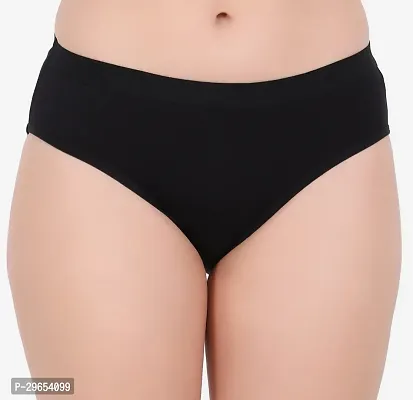 Stylish Black Cotton Solid Brief For Women