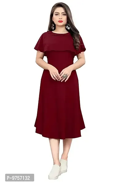 SV Enterprise Women's Poly Crepe Dress SV_Balaji_252_2XL_Maroon-thumb0