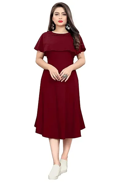 SV Enterprise Women's Poly Crepe Dress SV_Balaji_252_2XL_Maroon