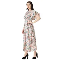 SV Enterprise Women Latest Floral Print Cape Dress Pink(L)-thumb4