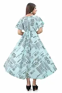 SV Enterprise Women Printed Bell Sleeves Maxi Dress(Light Blue) XL-thumb2