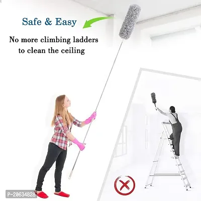 SAMEZONE Fan Cleaning Duster Microfiber Duster with Extension Pole(Stainless Extra Long 100 inches, with Bendable Head, Extendable Duster for Cleaning High Ceiling Fan, Interior Roof-thumb3