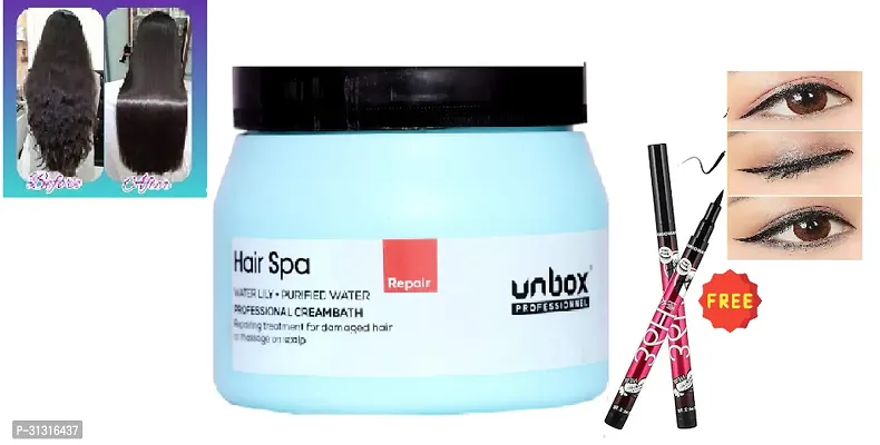 Unbox Professional repairing Hair spa cream ,490 g with36 h eyelinear