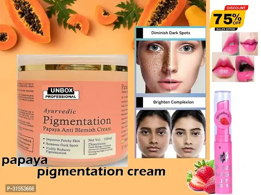 Unbox papaya pigmentation cream|best pigmentation  cream  ,  100 g  with pink magic lipbalm-thumb0