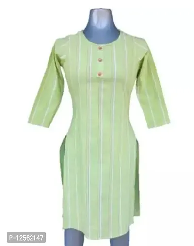 Stylish Green Printed Cotton Kurta For Women