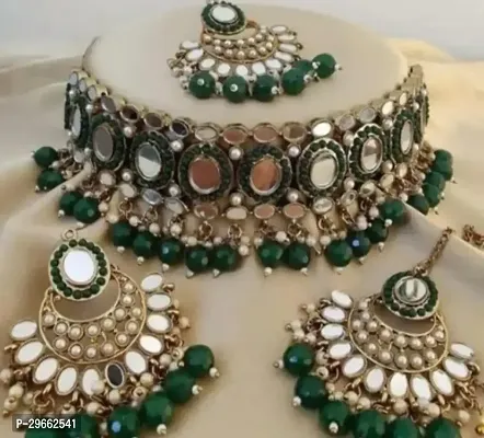 Elegant Green Alloy Jewellery Set For Women