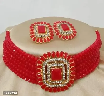 Elegant Red Alloy Jewellery Set For Women-thumb0