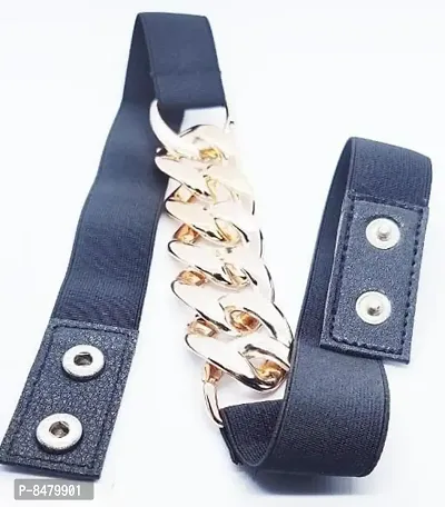 Womens Linked ChainDesign ElasticBelt Adjustable Ladies Dress Waist Belt Free Size Skirt Belts Casual Thin Waistband Belt For Women-thumb0
