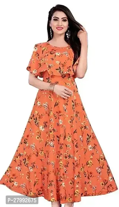 Indo western Red Printed Rayon Gown