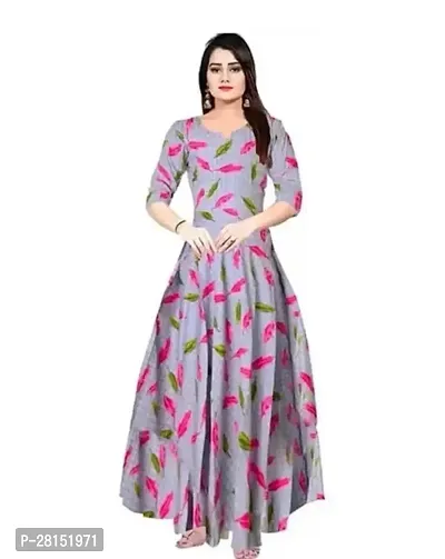 Classic Rayon Printed Gown for Women's-thumb0