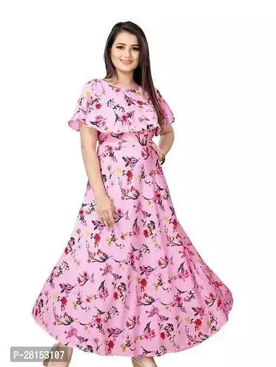 Womens Crepe Printed Flared Dress for Women pack of 1-thumb0