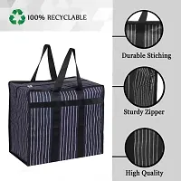 BRAND-MANROM, Canvas Reinforced Cotton Handles with Multipurpose Clothes Storage Organizer For Grocery vegetable shopping and Covers Zip Bags (Black) -Pack of 2-thumb4