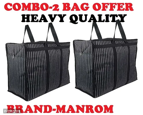 BRAND-MANROM, PACK OF 2 MEDIUM BAG Big Heavy Duty Large Eco Waterproof Cotton Canvas Cloth Grocery Shopping Bag for Men Ladies Vegetable Milk Fruits with Hand Carry Handle Lunch Box Jhola Tote Bags