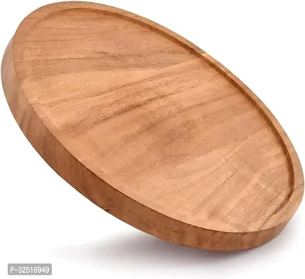 Husnain Wooden Round Serving Tray Platter For Home Decoration  Wood Tray For Kitchen Dining Room Table  Candle Tray For Coffee Table  Coffee Or Breakfast-thumb0