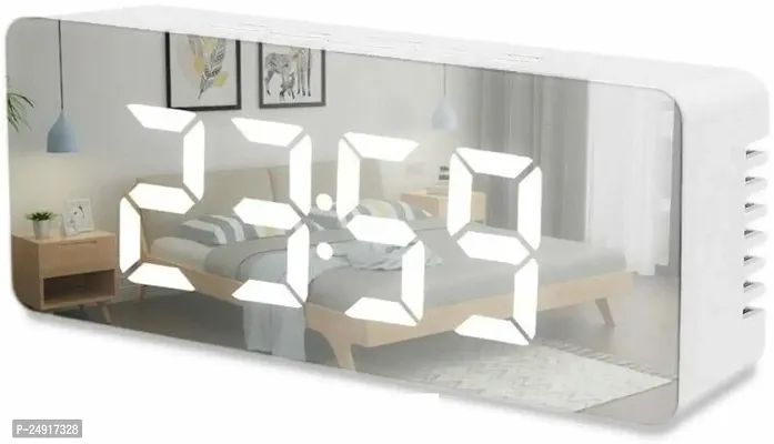 Stylish Silver Plastic Rectangle Shaped  Digital Alarm Table Clock