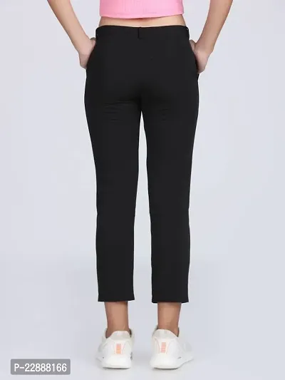 Elegant Black Polycotton Solid Trousers For Women-thumb2