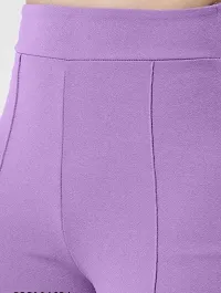 Elegant Purple Cotton Blend Solid Trousers For Women-thumb1