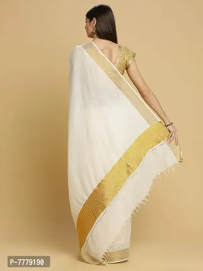 Women's Kasavu Cotton Saree With Blouse Piece (TSB-2-1-OW_Off White)-thumb4