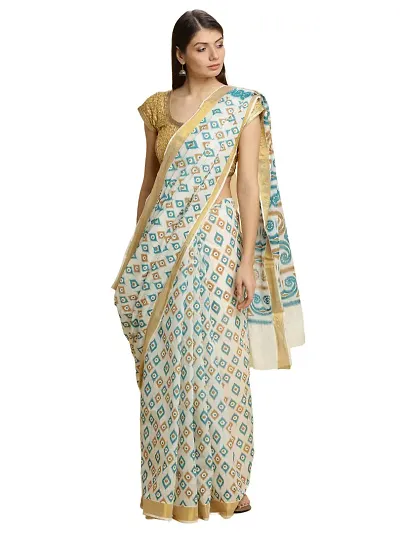 Trendy Kasavu Cotton Sarees With Blouse Piece