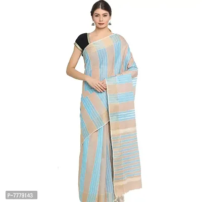 Manvish Drapes Venkatgiri Cotton Solid Stripes Saree With Blouse Piece(Pack of 1)-thumb0