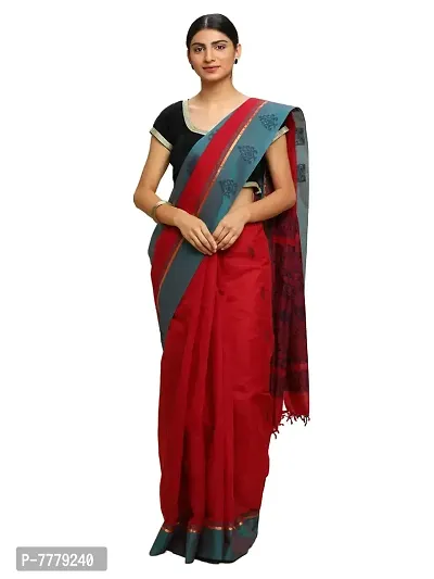 manvish drapes Women's Venkatgiri Cotton Cotton Saree With Blouse Piece (KMP3_Rama)