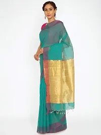 New Manvish Drapes Chanderi Silk Cotton Sarees for all Occasions,Sea Green-thumb2