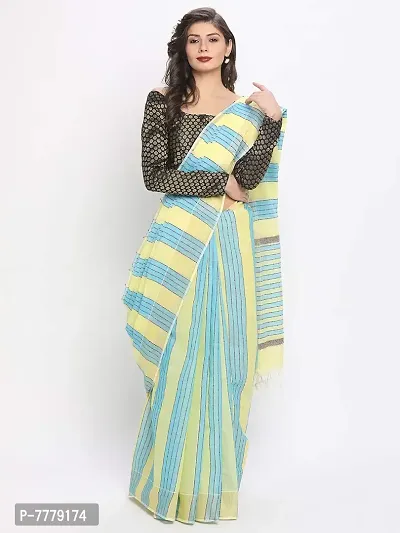 Manvish Drapes Venkatgiri Cotton Solid Stripes Saree With Blouse Piece(Pack of 1)-thumb2