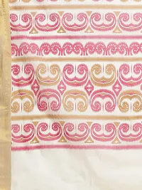 manvish drapes Women's Kasavu Cotton Saree With Blouse Piece (KMP-2-2-RM_Off-White, Pink Mustard)-thumb4