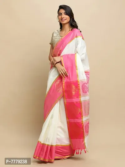 manvish drapes Women's Kasavu Cotton Saree With Blouse Piece (TSB-4-2-GPOW_Off, White)-thumb3