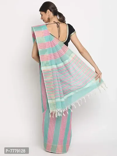 Manvish Drapes Venkatgiri Cotton Solid Stripes Saree With Blouse Piece(Pack of 1)-thumb4