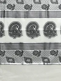 Manvish Drapes Pure Cotton Woven Kerala Kasavu Tissue Saree with Temple Border and Rich Jecord Pallu (MANGO PALLU)-thumb4