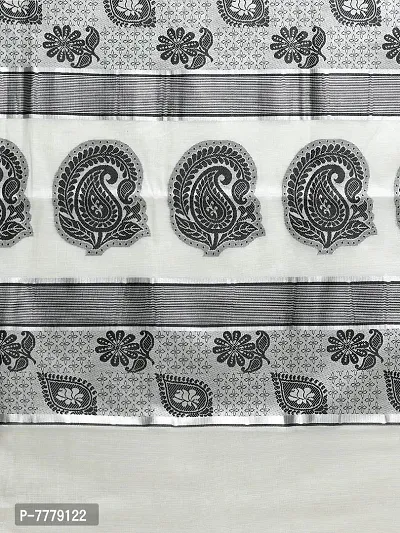 Manvish Drapes Pure Cotton Woven Kerala Kasavu Tissue Saree with Temple Border and Rich Jecord Pallu (MANGO PALLU)-thumb5